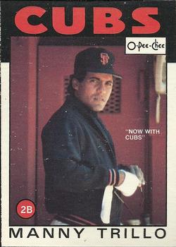 1986 O-Pee-Chee Baseball Cards 142     Manny Trillo#{Now with Cubs